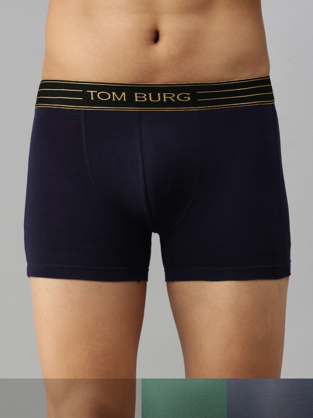 

TOM BURG Men Pack Of 3 Solid Trunks 3057, Olive
