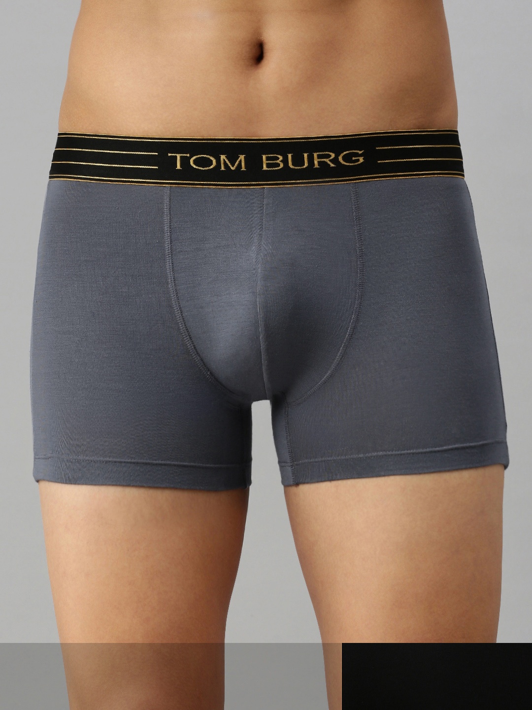 

TOM BURG Men Pack Of 2 Solid Trunks 3050, Navy blue