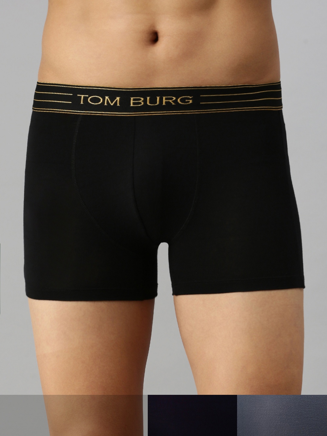 

TOM BURG Men Pack Of 3 Solid Trunks 3060, Grey