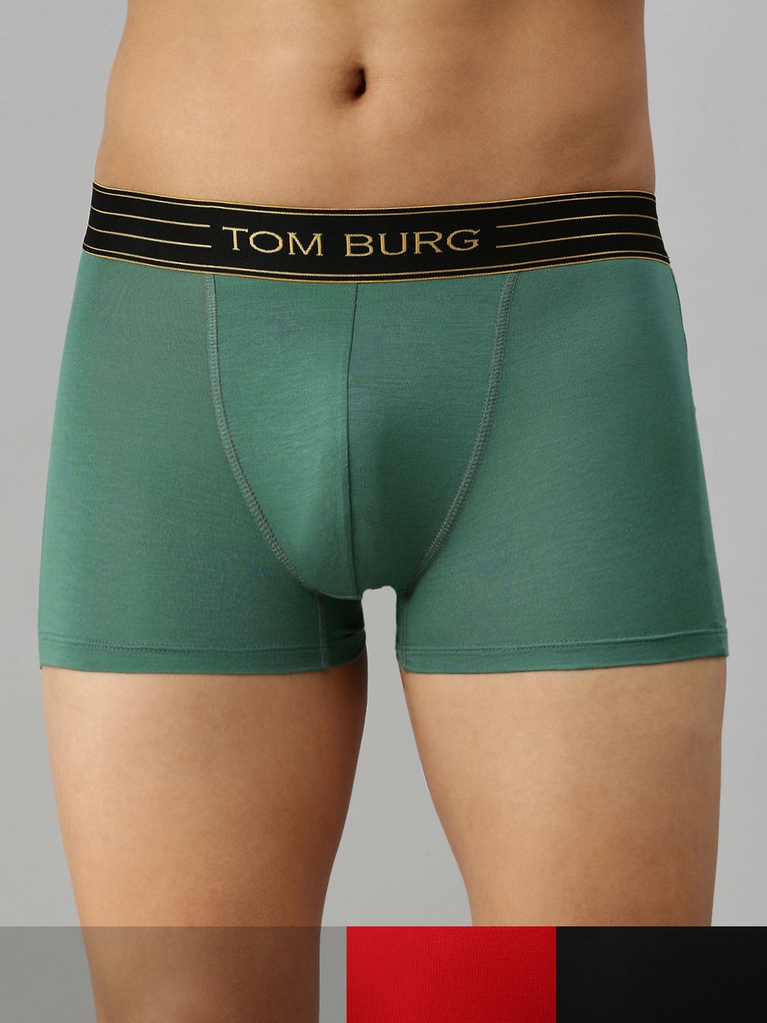 

TOM BURG Men Pack Of 3 Solid Premium Luxury Trunks 3051, Red