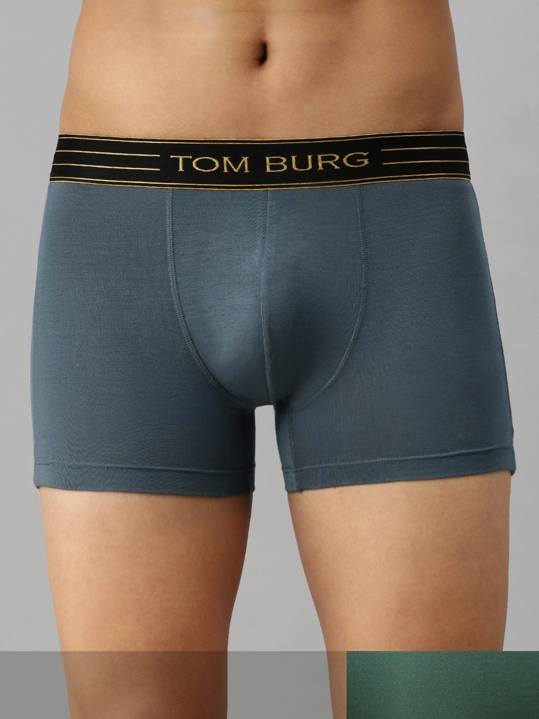 

TOM BURG Men Pack Of 2 Solid Trunks 3046, Olive