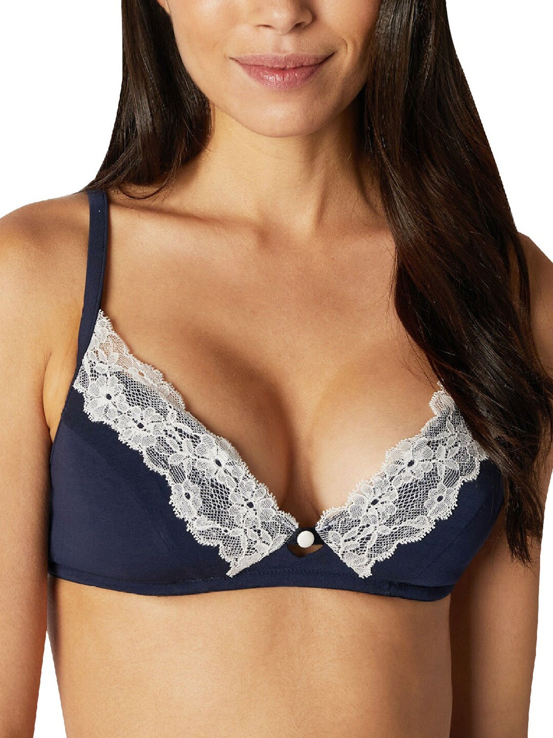 

YAMAMAY Blue & White Bra Underwired Heavily Padded