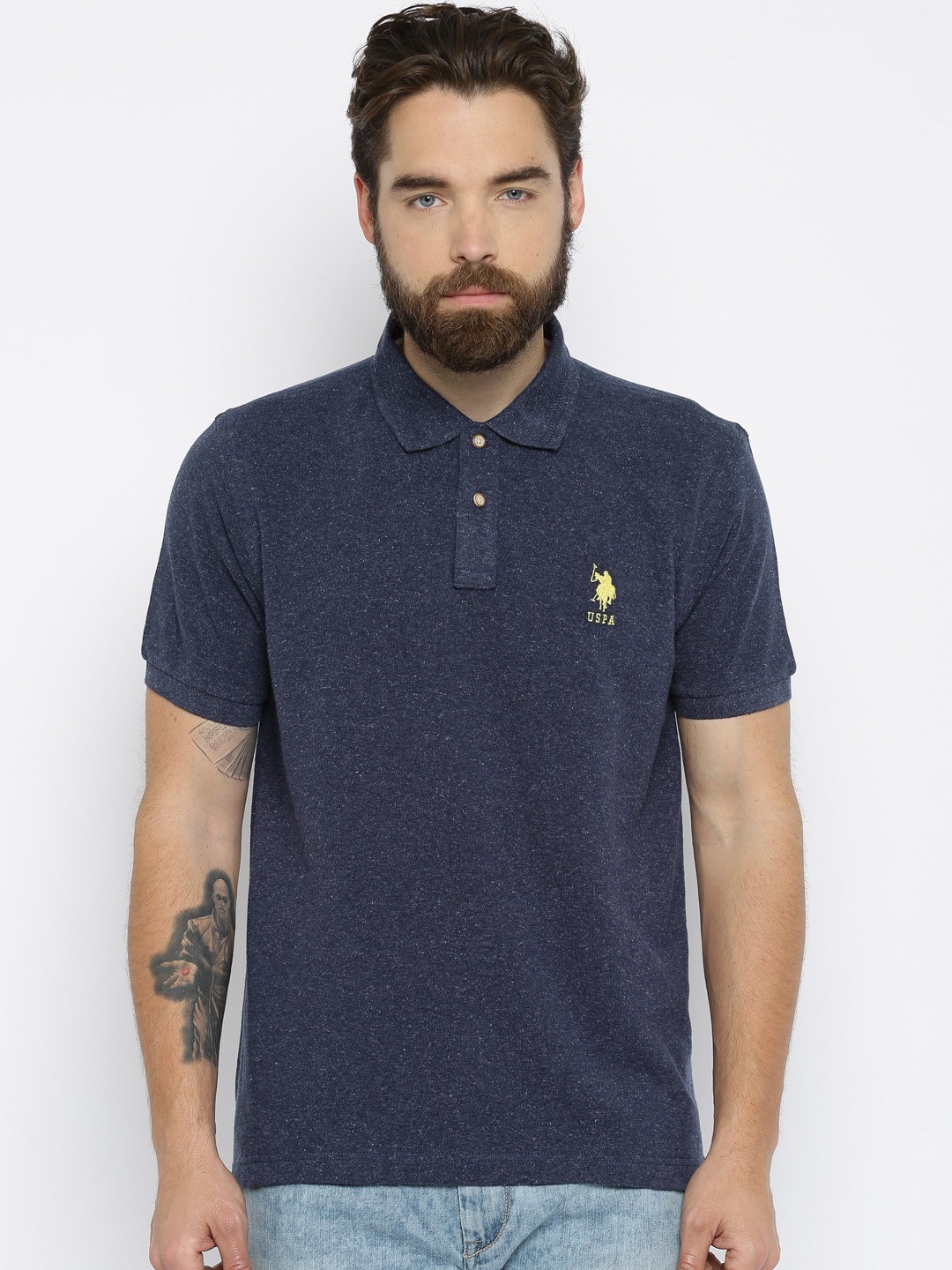 

U.S. Polo Assn. Men Navy Solid Polo T-shirt, Navy blue