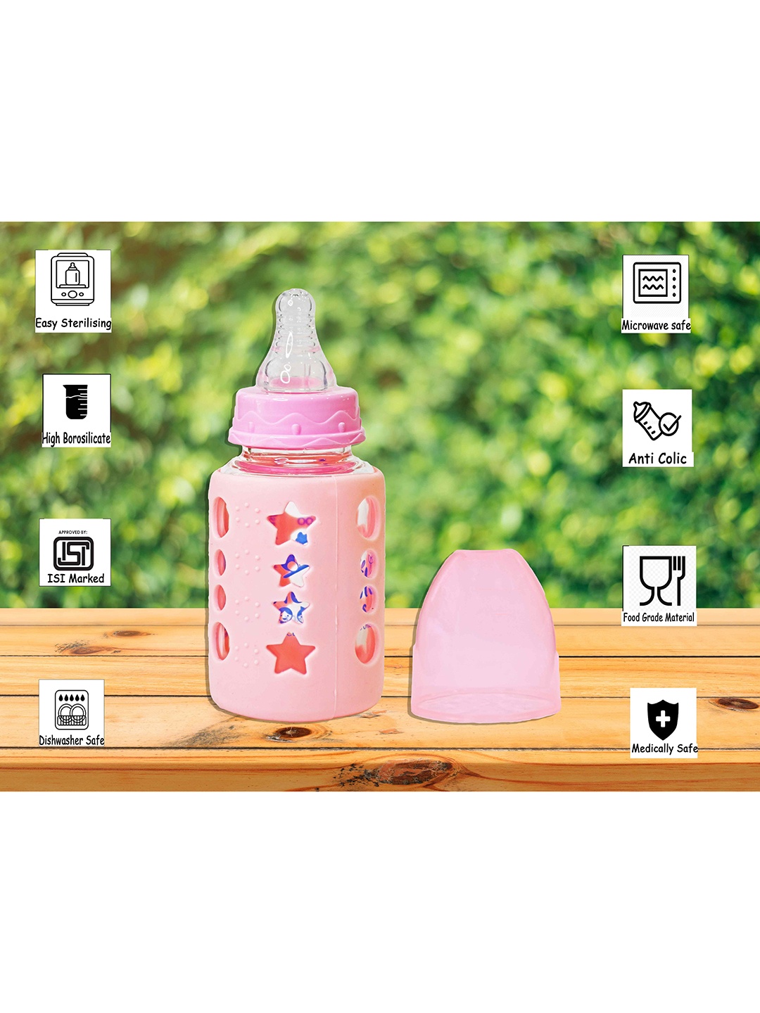 

The Little Lookers Borosilicate Glass Feeding Bottle with Flow Control, Pink