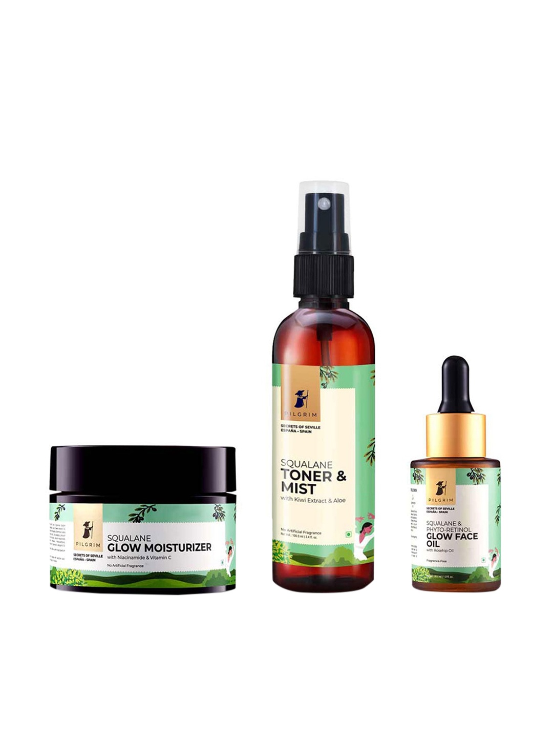 

Pilgrim Everyday Glow Face Care Essentials-Niacinamide Moisturization Kit, Green