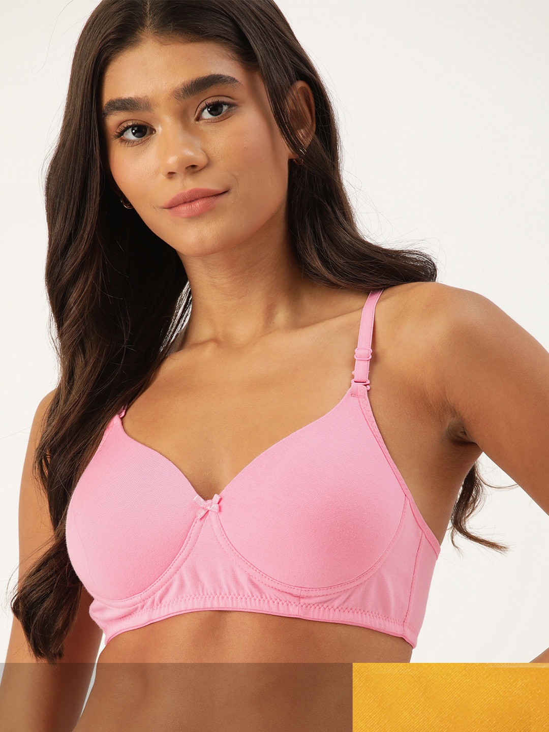

DressBerry Pack of 2 Mustard Yellow & Pink Lightly Padded Bra