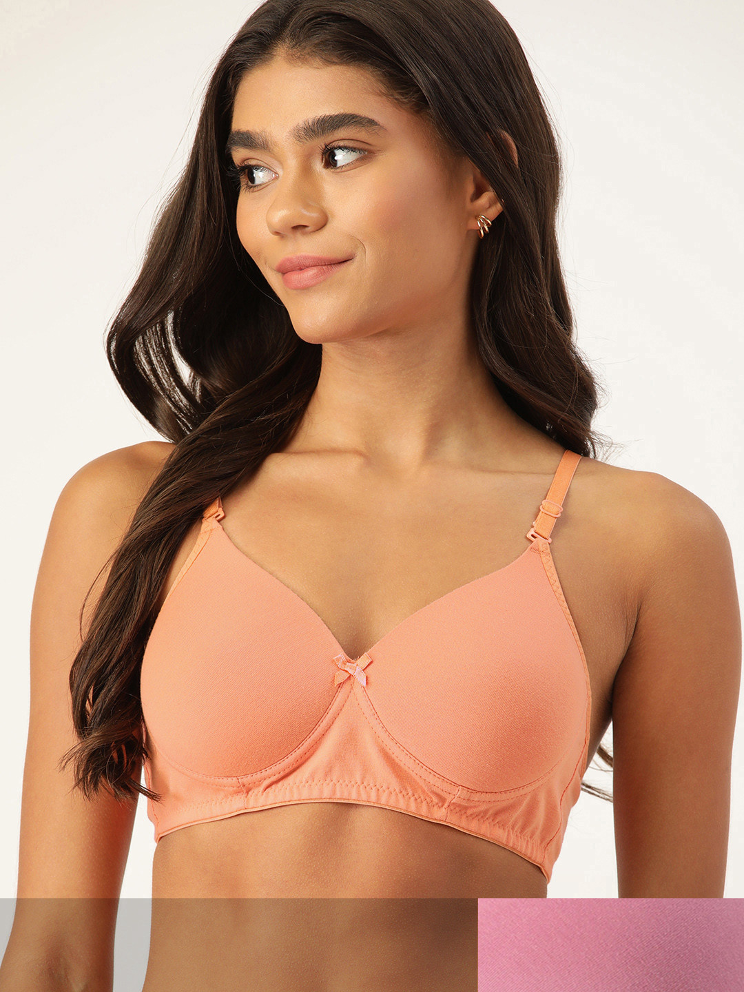 

DressBerry Pack of 2 Lavender & Coral Orange Lightly Padded Bra