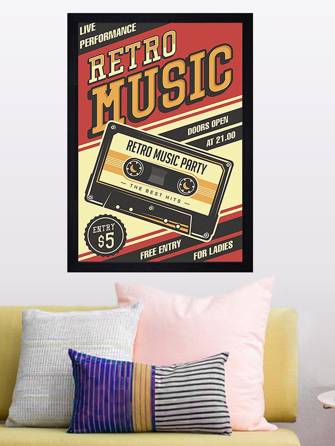 

Gallery99 Multicolored Retro Music Texture Paper Framed Wall Art, Multi