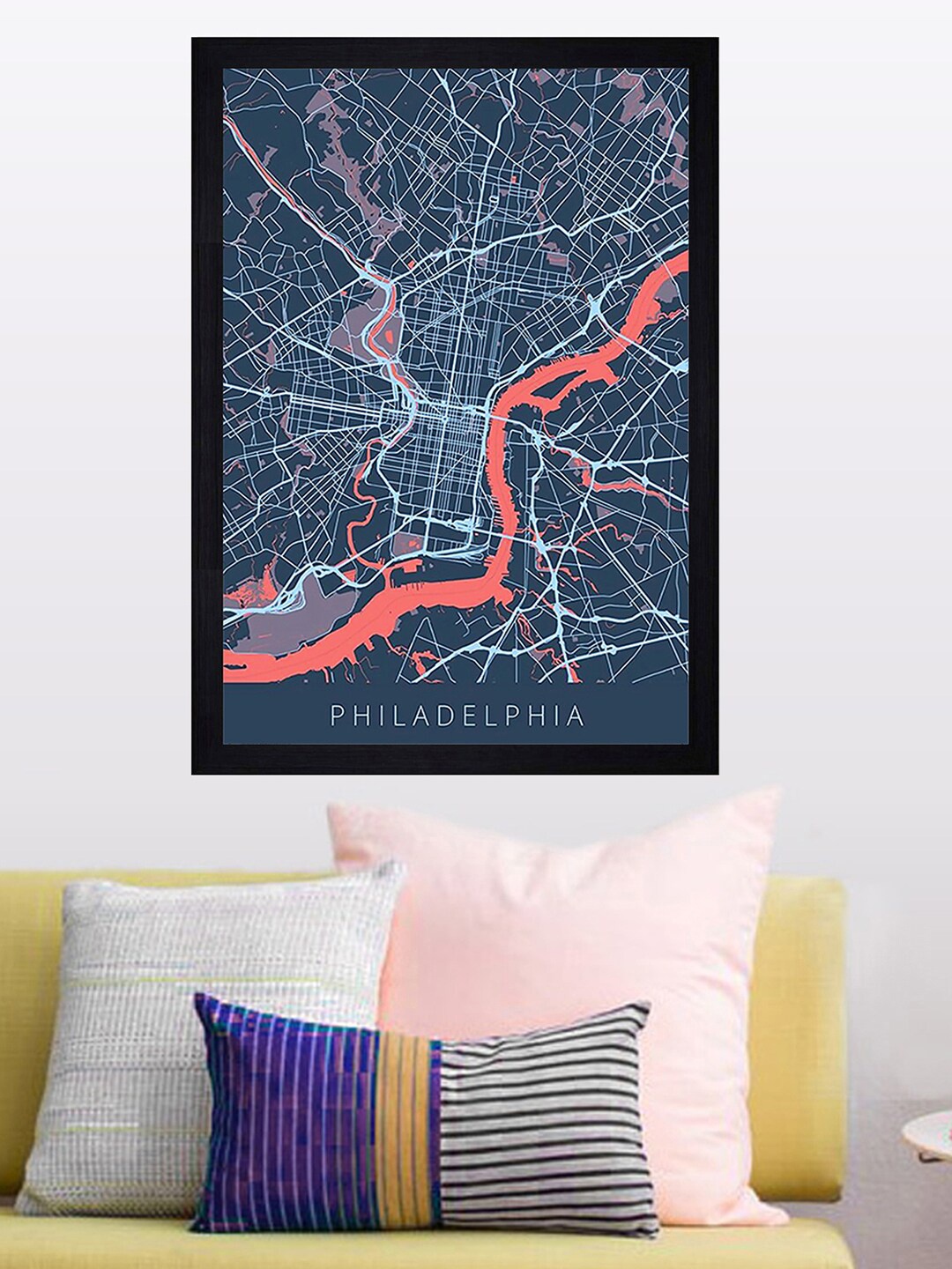 

Gallery99 Blue "Philadelphia Map" Texture Paper Framed Wall Art