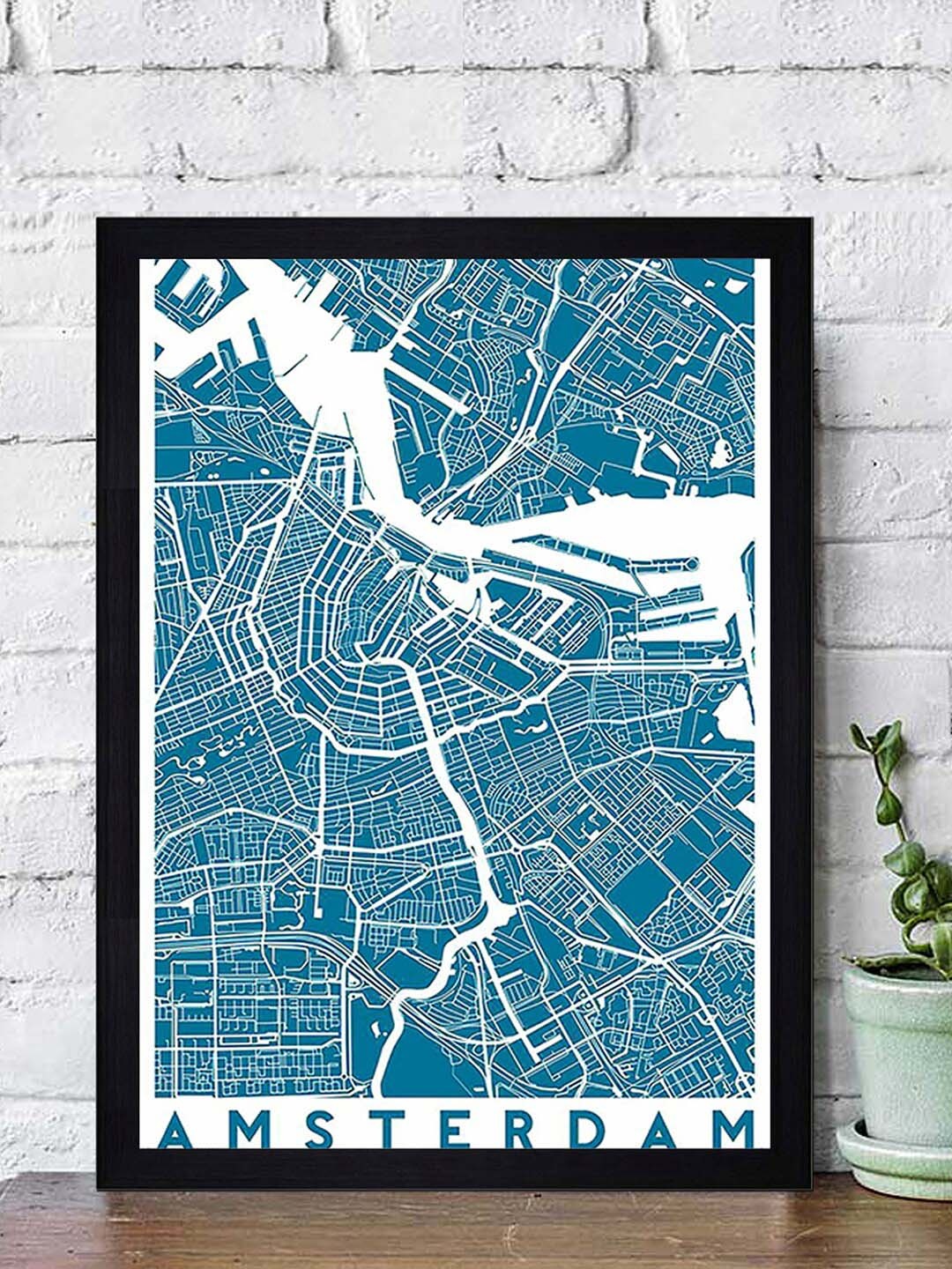 

Gallery99 Amsterdam Map Texture Paper Framed Art Print, Blue