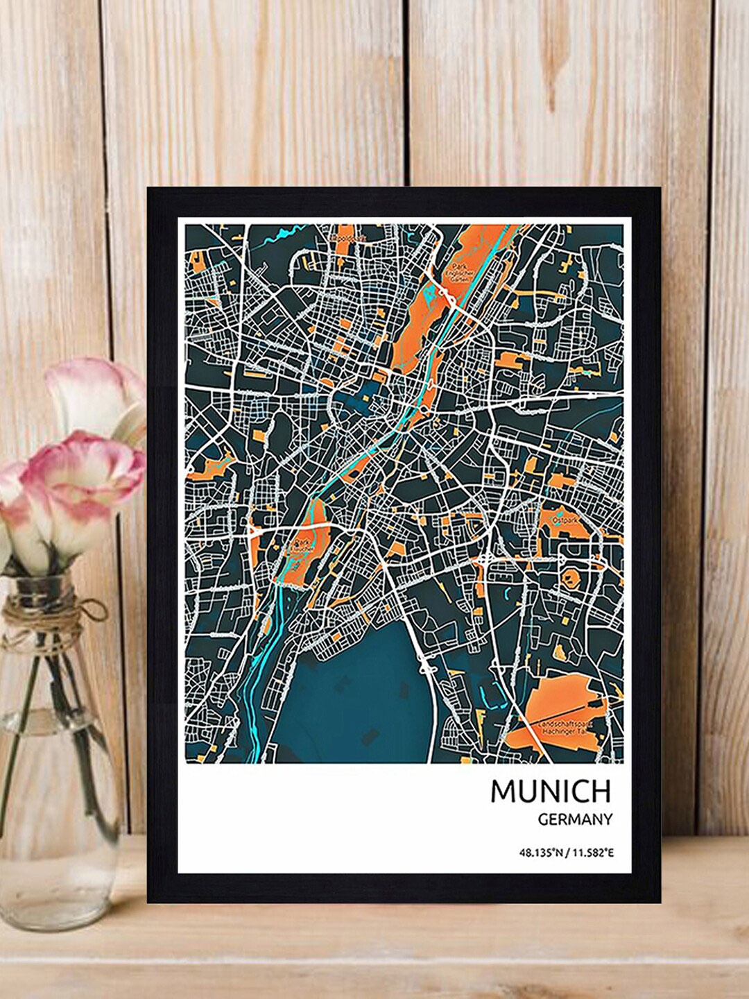

Gallery99 Multicoloured Munich Map Texture Paper Framed Art Print, Multi