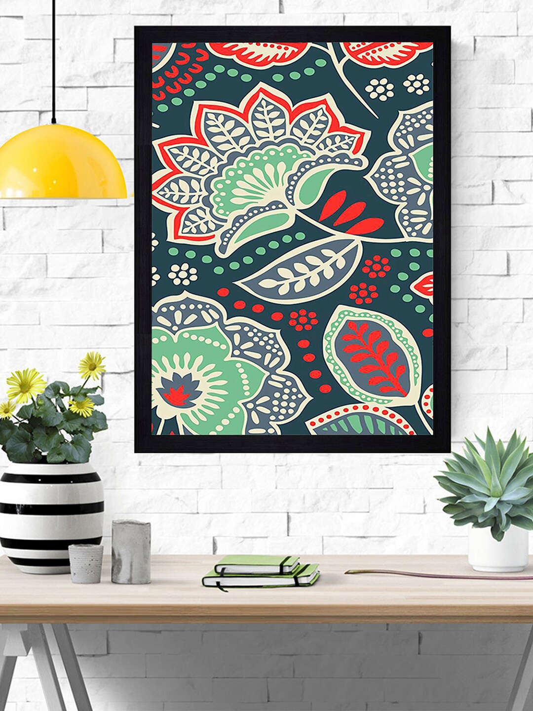 

Gallery99 Multicolored Flowers & Leaf Texture Print Framed Wall Art, Multi