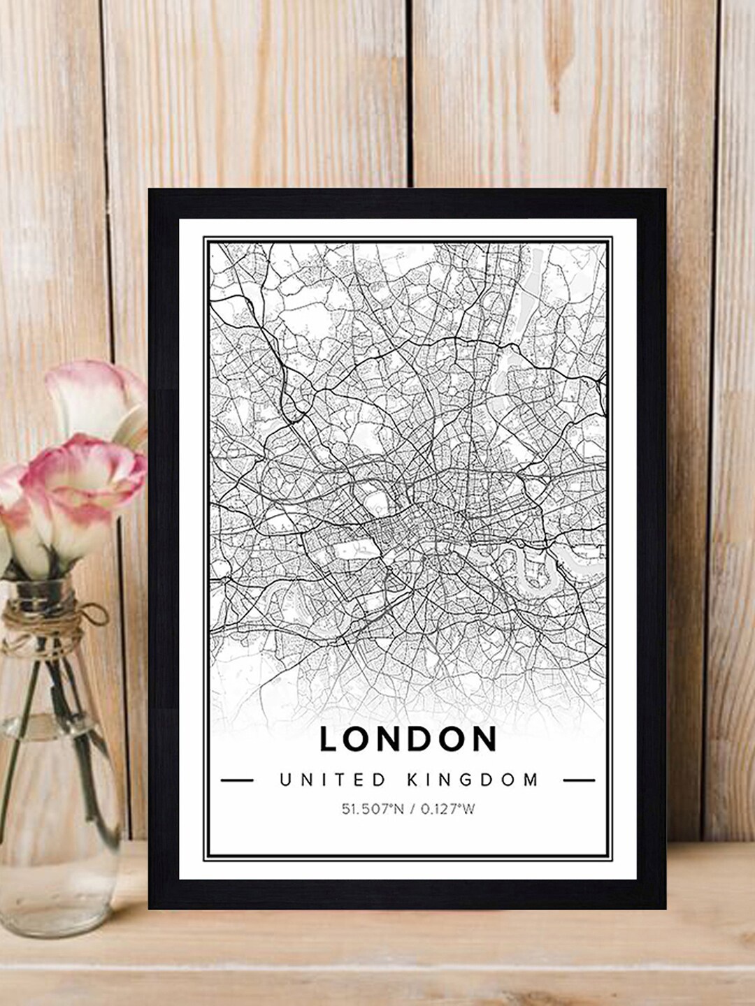 

Gallery99 White & Black London Map Texture Framed Art