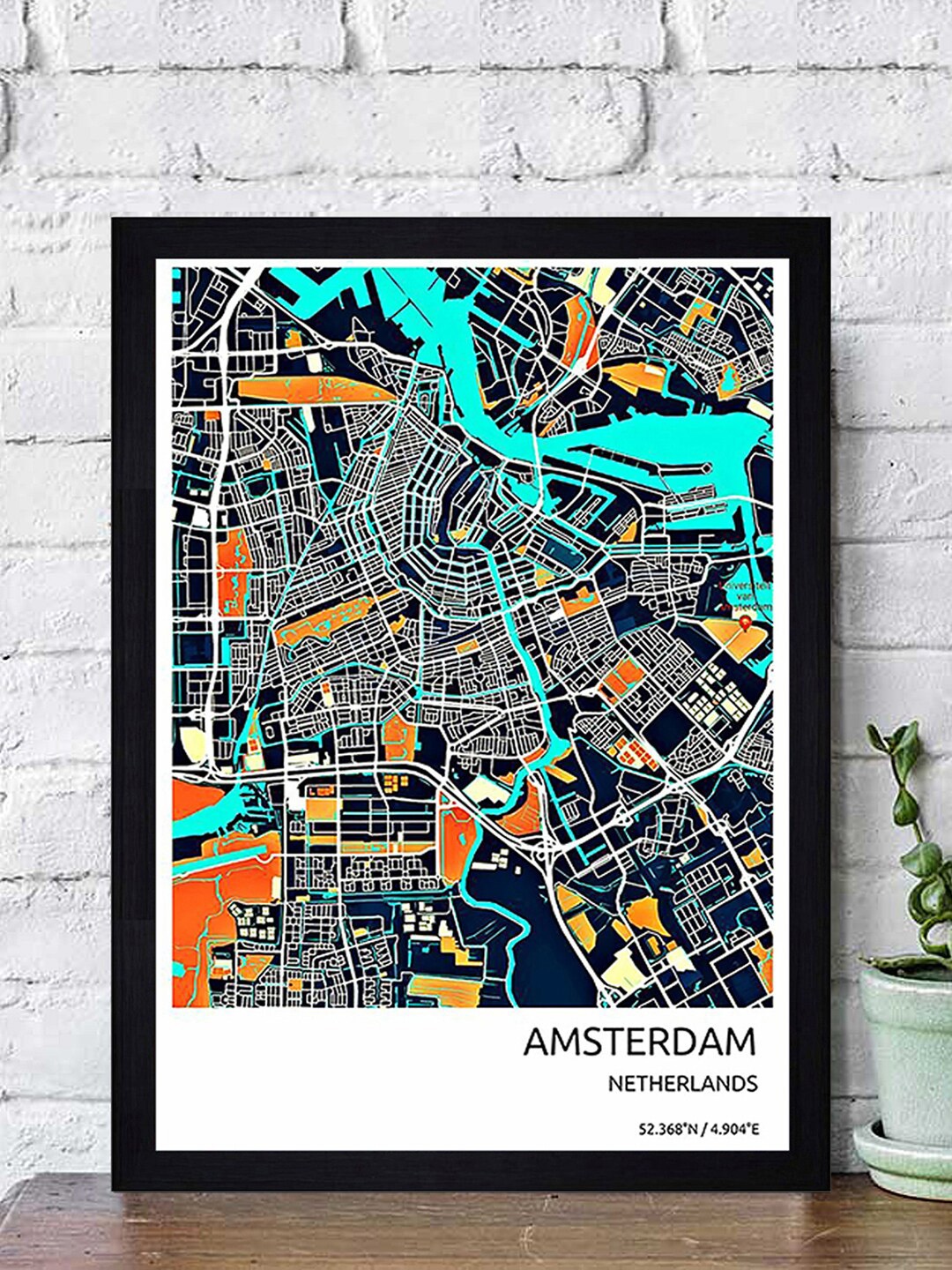 

Gallery99 Multicoloured "Amsterdam Map" Texture Paper Framed Wall Art, Multi