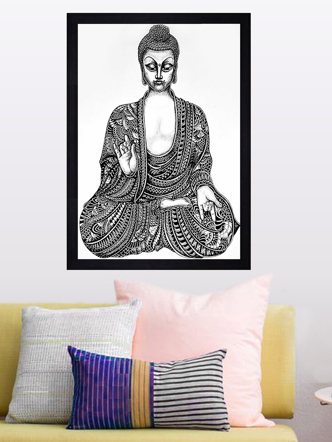 

Gallery99 Black & White Buddha Texture Paper Framed Wall Hanging