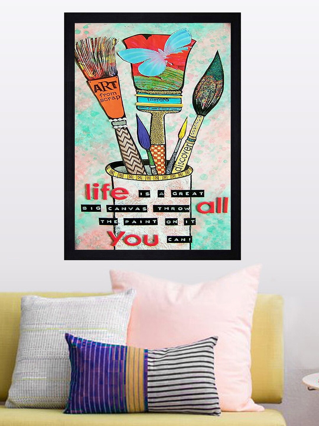 

Gallery99 Multicolored Life Is A Great Big Canvas Throw Print Framed Wall Art, Multi