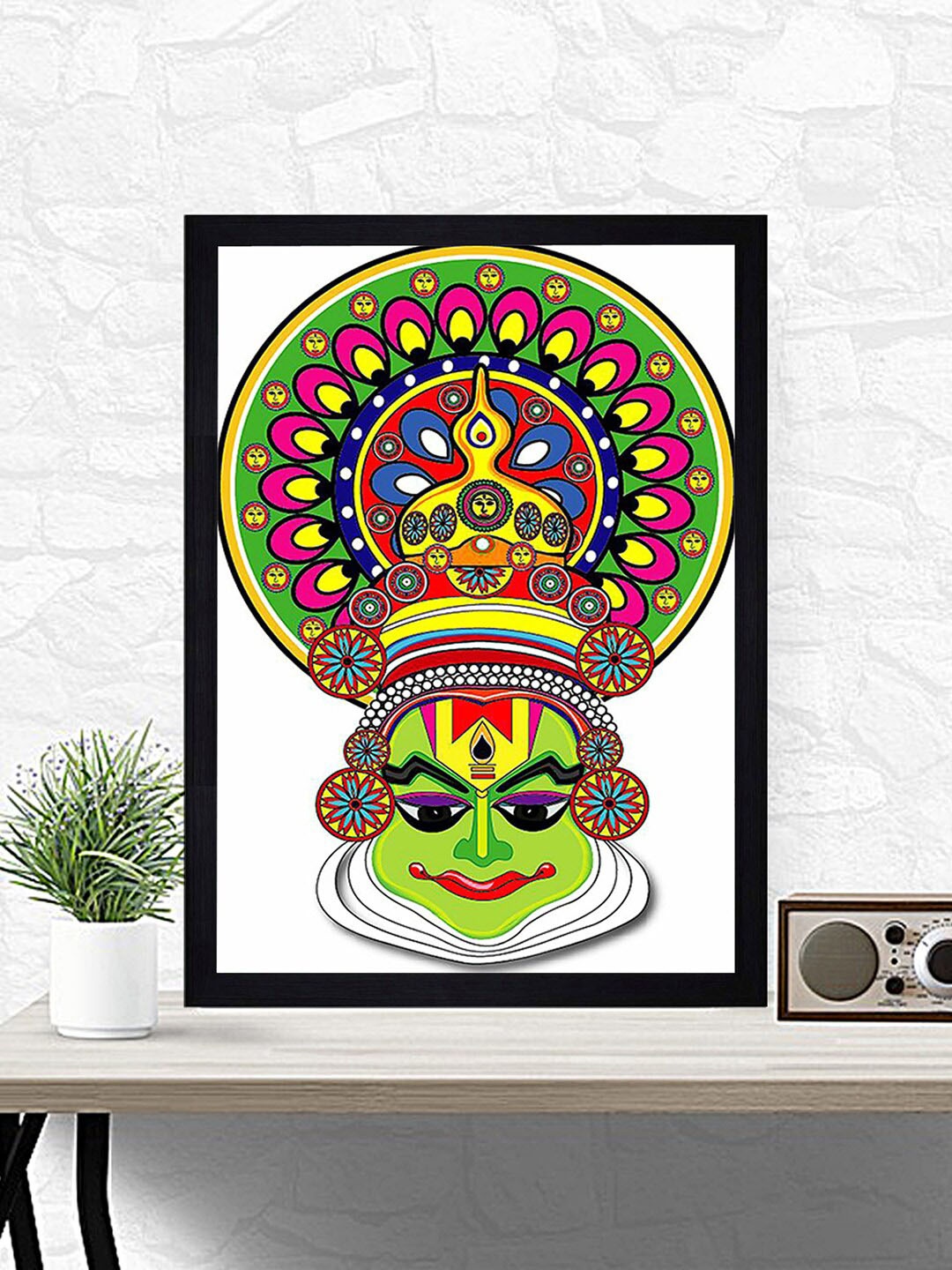 

Gallery99 Green Kathakali Classical Dancing Face Texture Paper Framed Wall Art