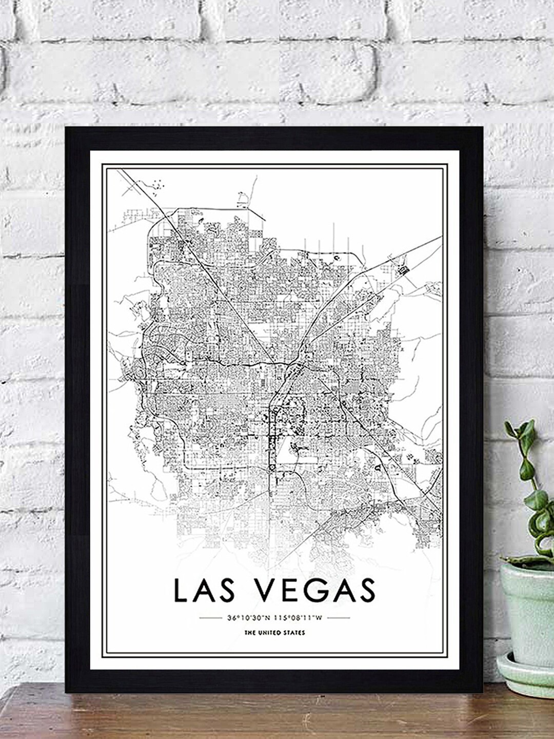 

Gallery99 White "Las Vegas Map" Texture Paper Framed Wall Art