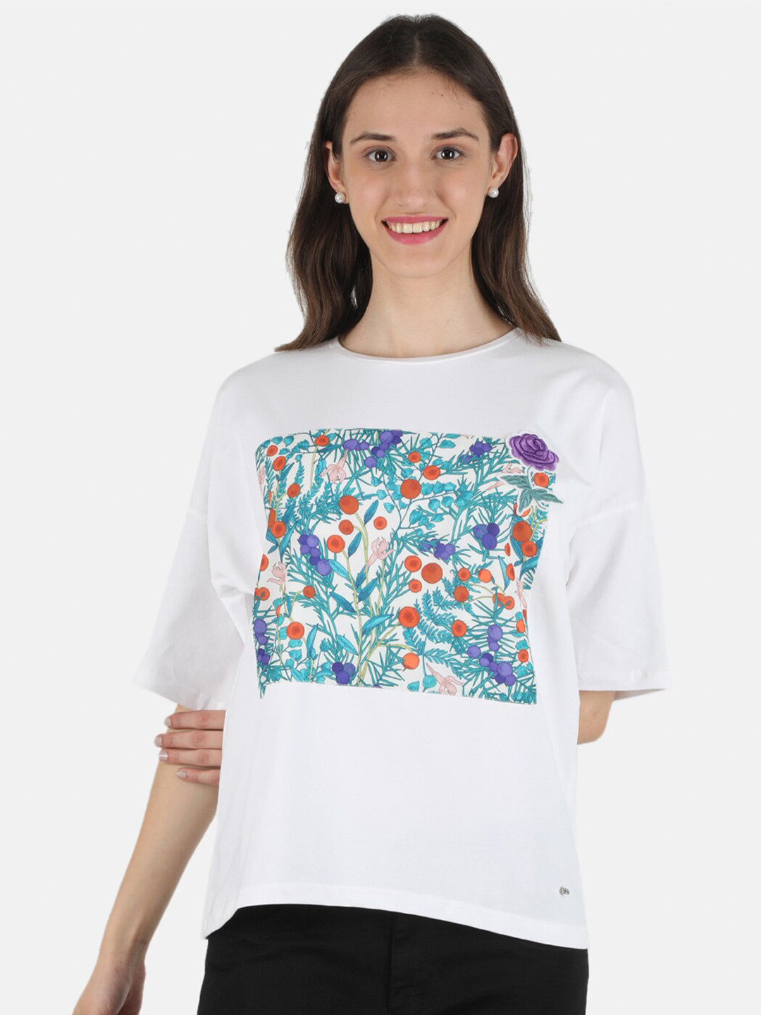 

Monte Carlo Off White Floral Print Top