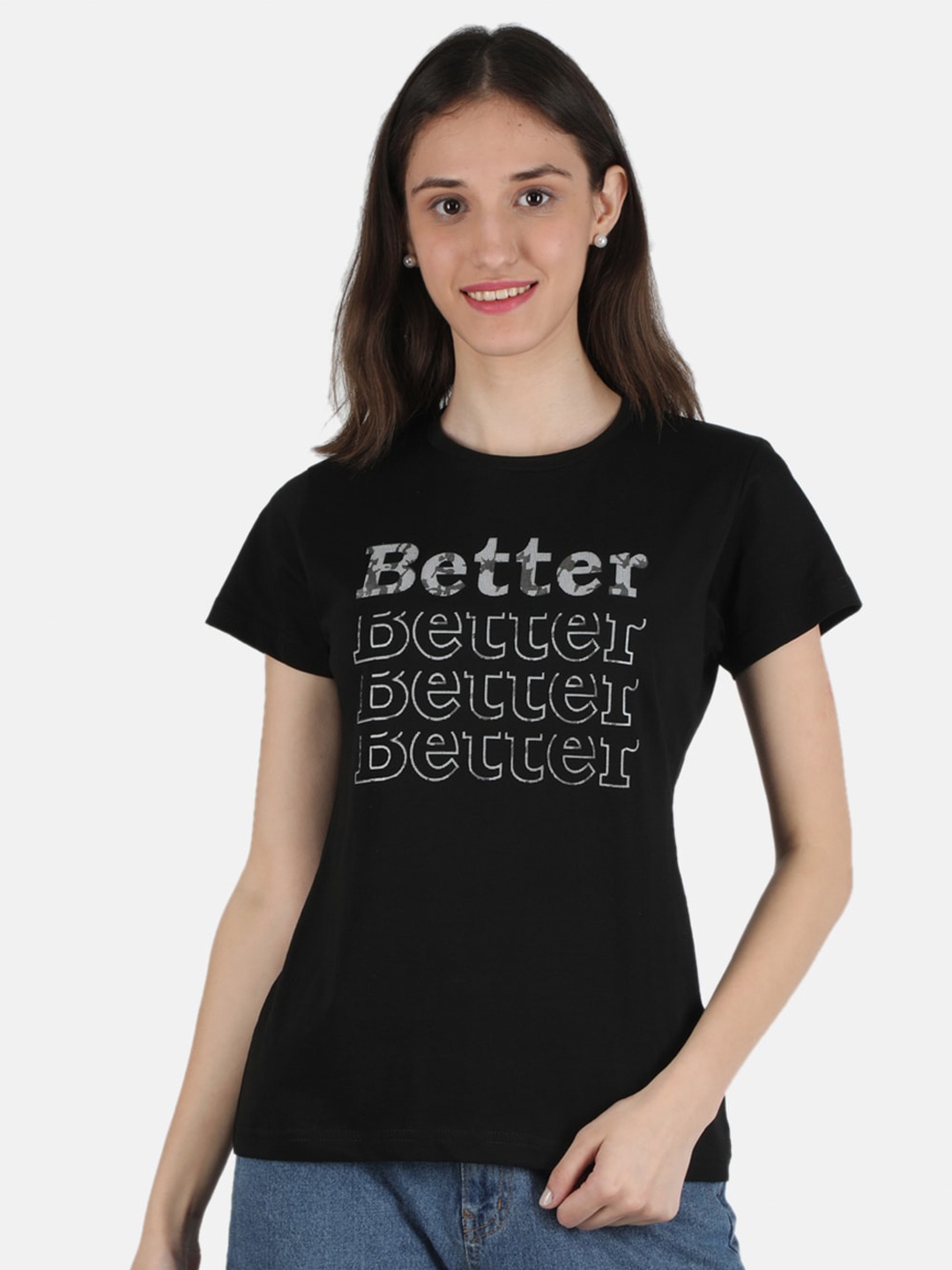 

Monte Carlo Women Black Typography Printed T-shirt