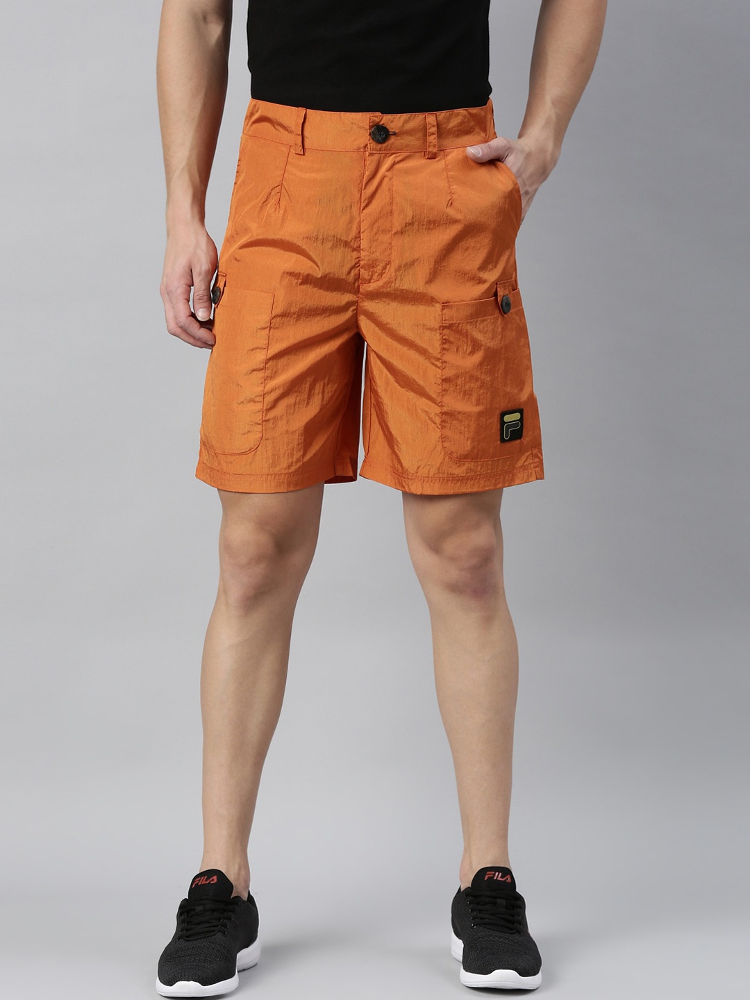 

FILA Men Orange Printed Training or Gym Sports Shorts