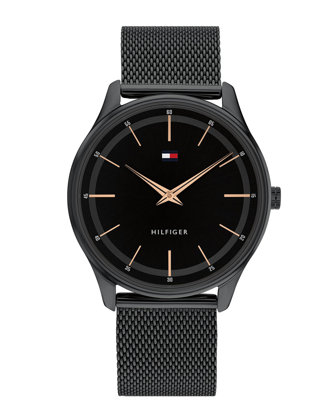 

Tommy Hilfiger Men Patterned Dial & Stainless Steel Bracelet Style Straps Analogue Watch TH1710470, Black