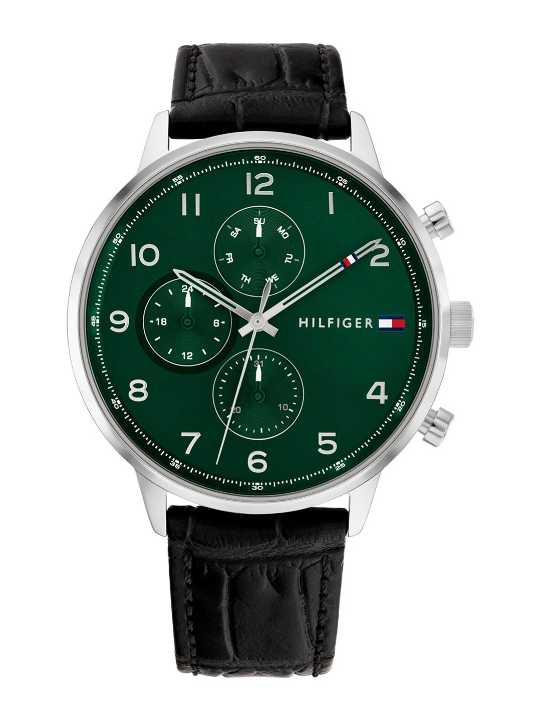 

Tommy Hilfiger Men Embellished Dial & Leather Bracelet Style Analogue Watch TH1791985, Green