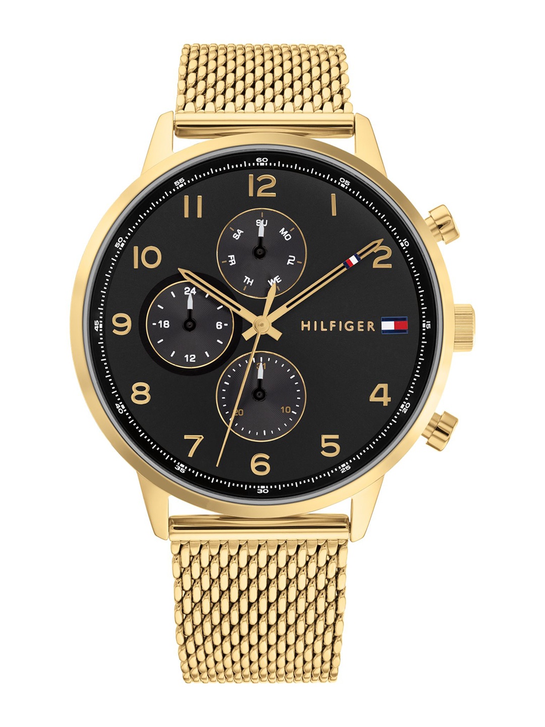 

Tommy Hilfiger Men Embellished Dial & Stainless Steel Bracelet Style Straps Analogue Watch TH1791989, Black