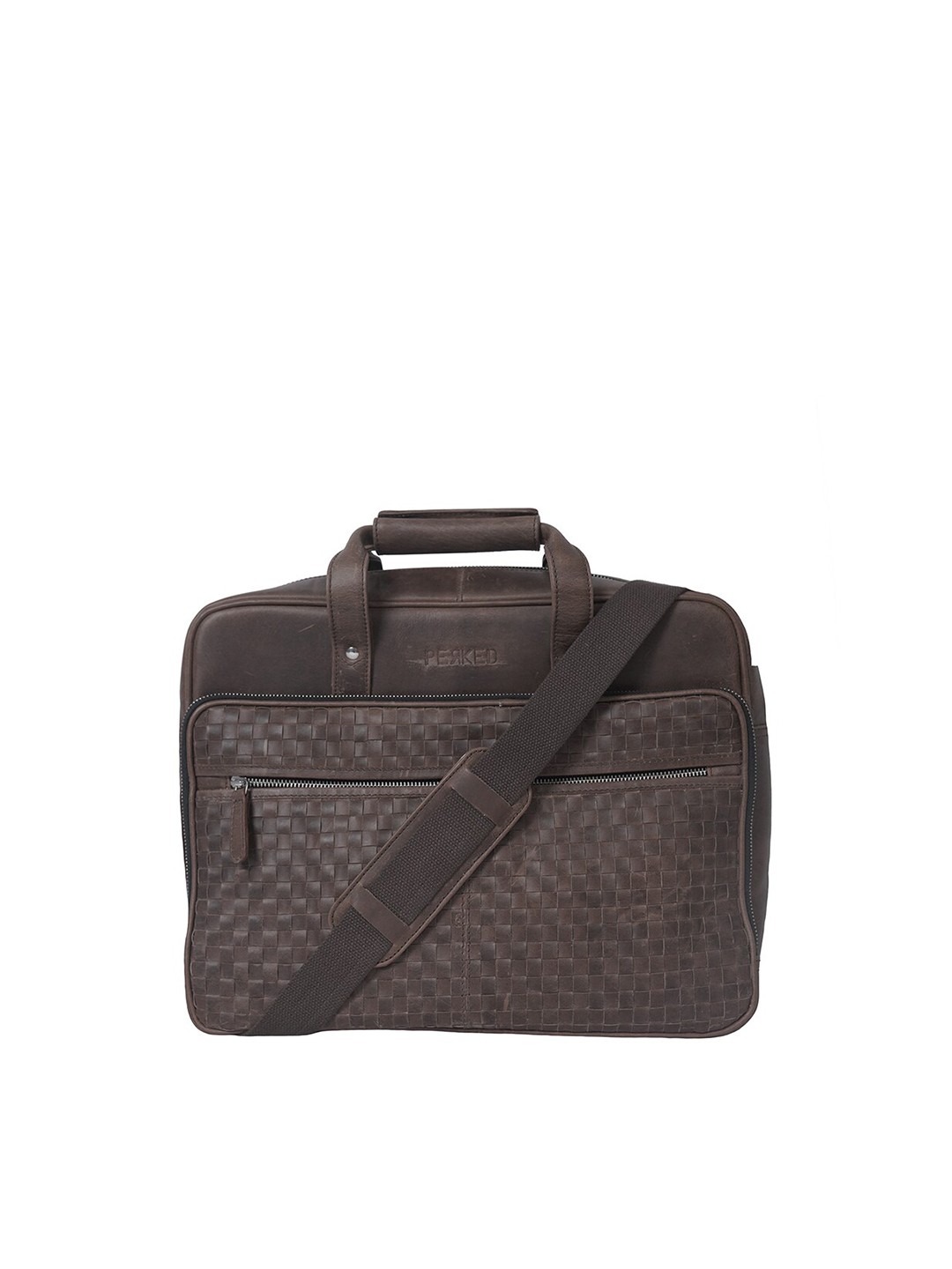 

PERKED Unisex Brown Printed Leather Laptop Bag