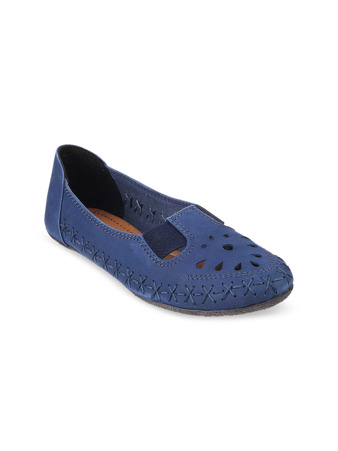 

Metro Women Blue Solid Ballerinas with Laser Cuts