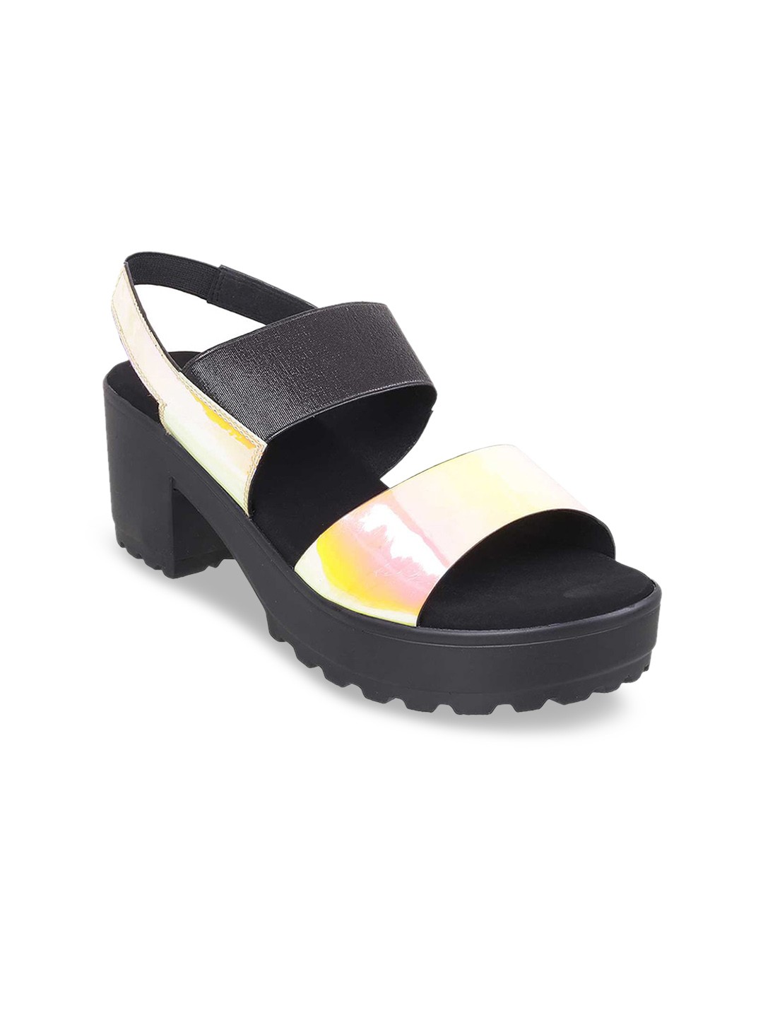 

Metro Orange Colourblocked Platform Heels