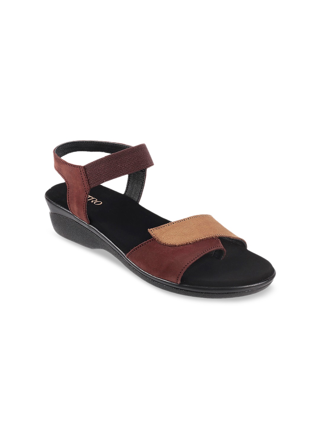 

Metro Brown & Tan Colourblocked Leather Wedge Sandals