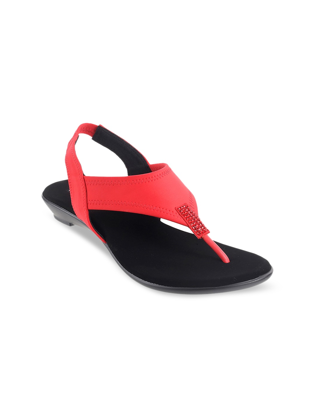 

Metro Red & Black Embellished Wedge Sandals