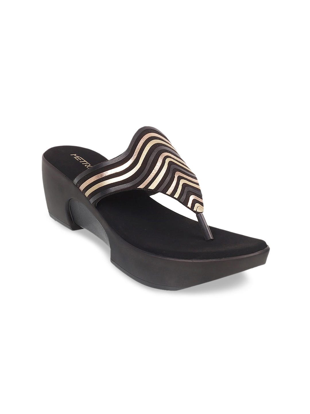 

Metro Black Embellished Wedge Sandals