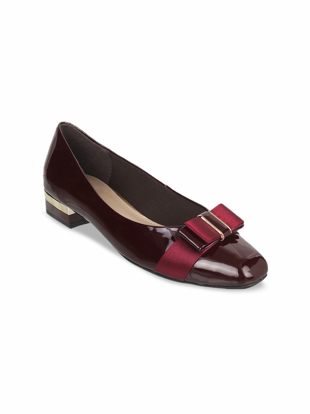 

Metro Maroon and Black Block Pumps with Bows