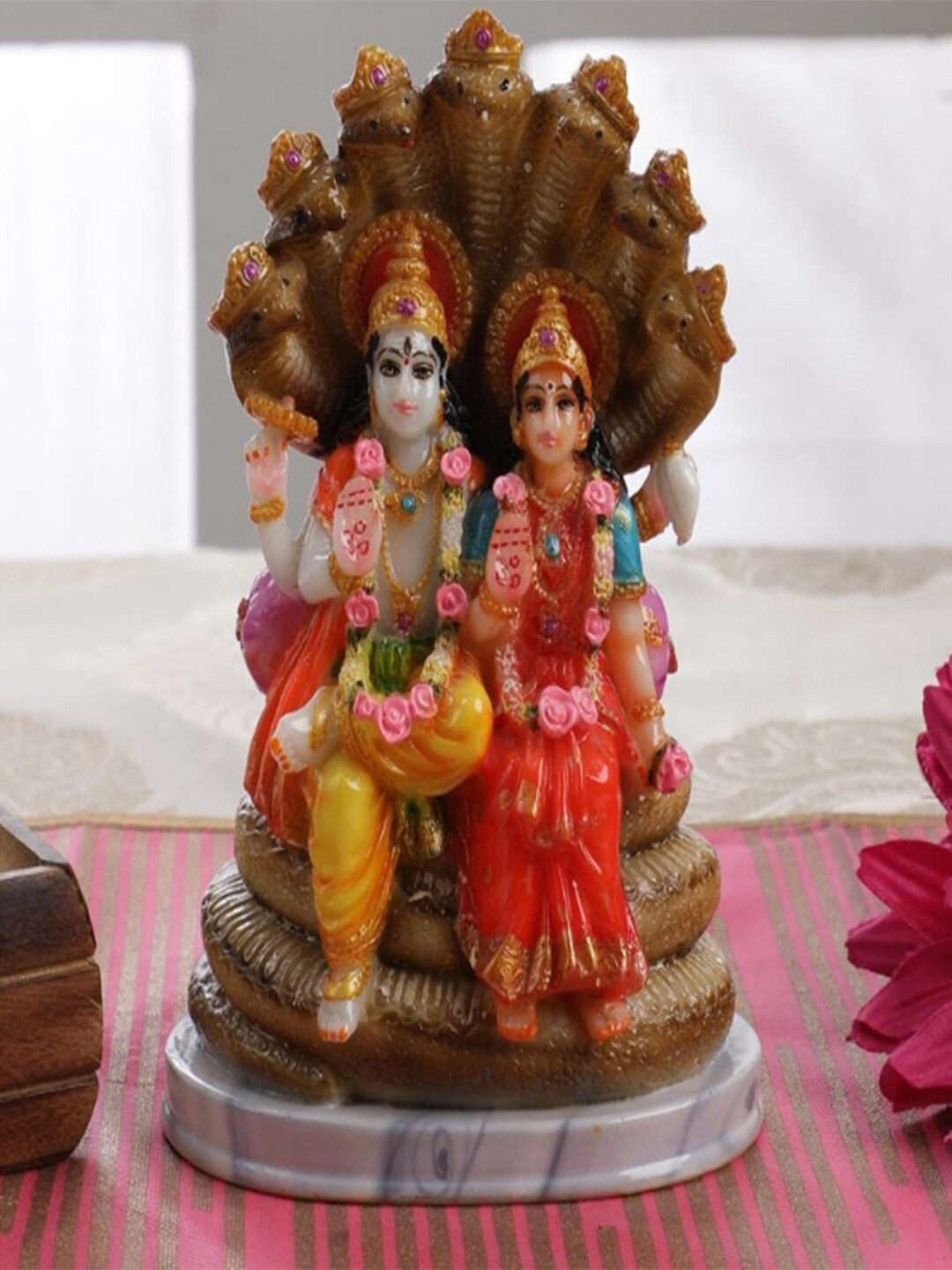 

Gallery99 Gold-colored & Red Handpainted Vishnu Laxmi Showpieces, Multi