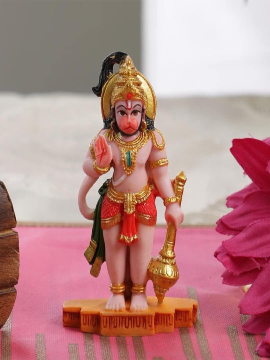 

Gallery99 Gold-Colored & Orange Handpainted Lord Hanuman Idol Showpieces, Multi