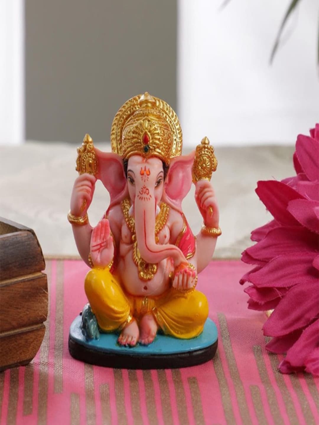 

Gallery99 Orange & White Handpainted Lord Ganpati Idol Showpiece, Yellow