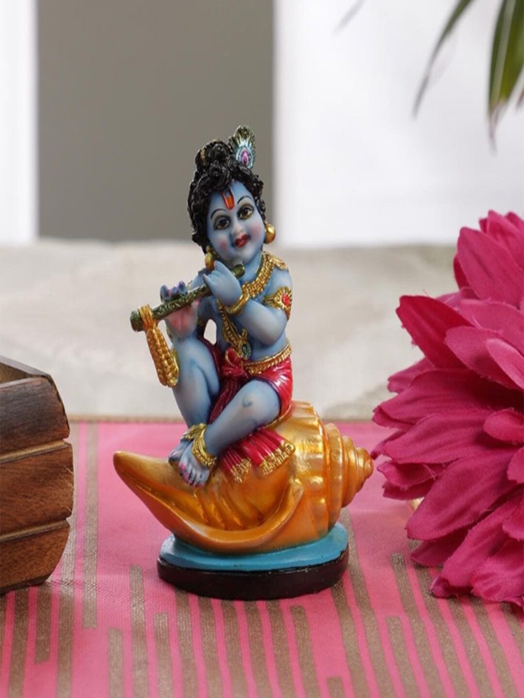 

Gallery99 Multi Coloured Handpainted Lord Krishna Idol Makhan Chor God Showpiece