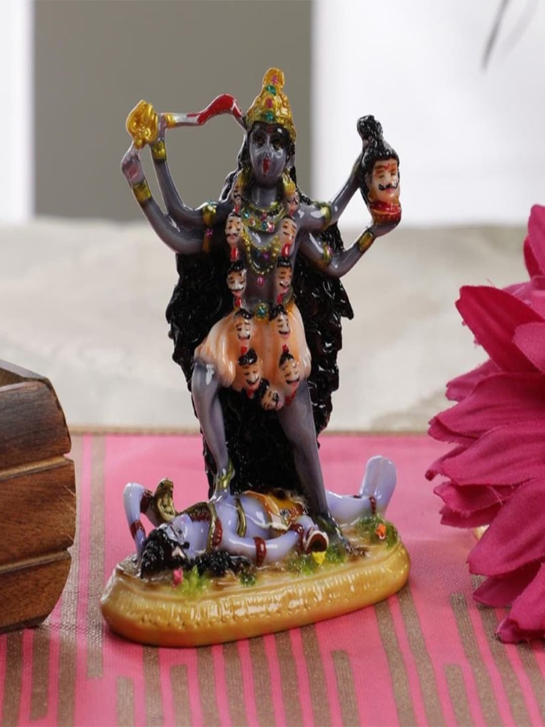Gallery99 Grey & Black Handpainted Goddess Kali Mata Idol Showpiece