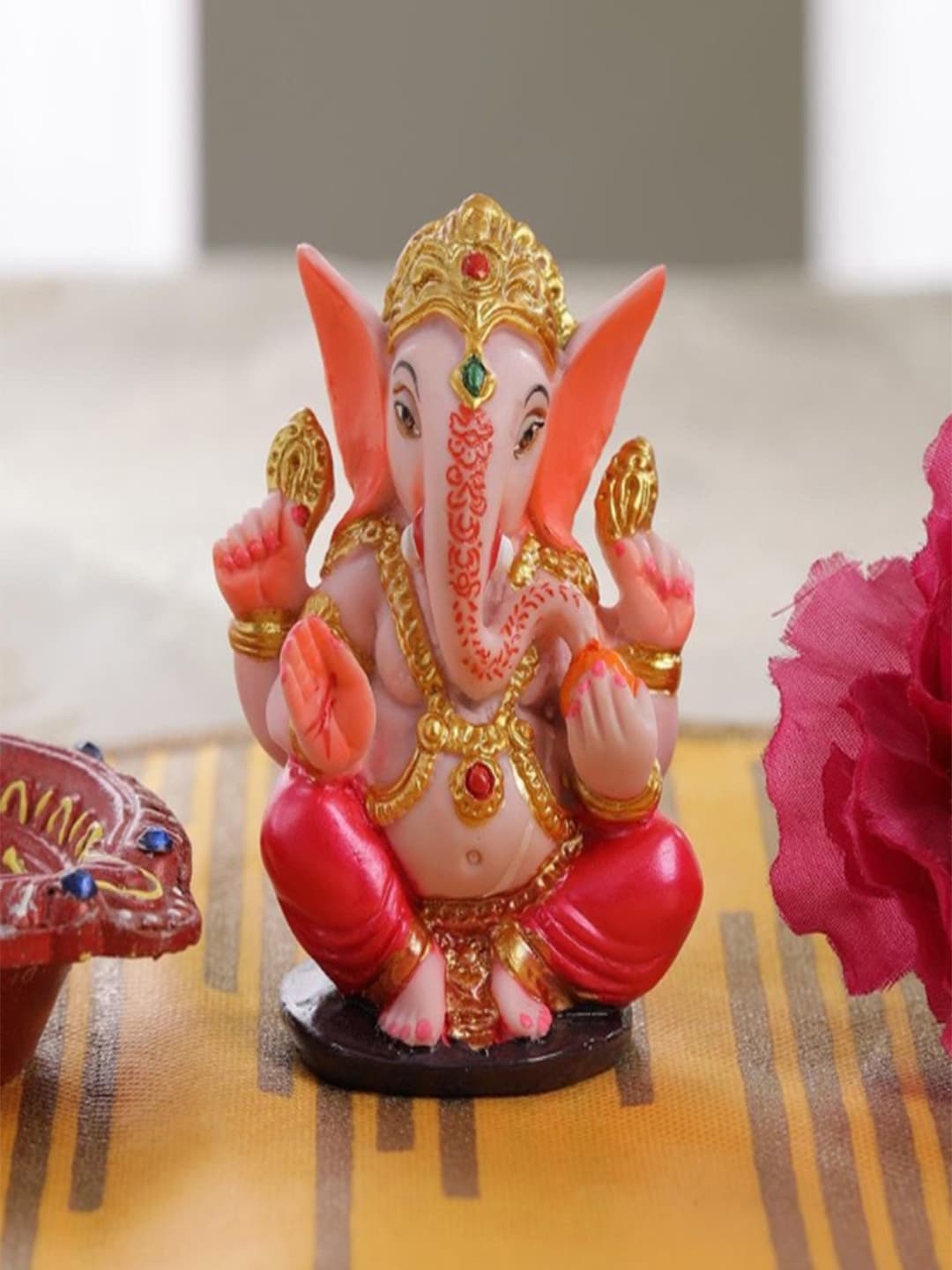 

Gallery99 Gold-Colored & Red Lord Ganpati Idol Showpiece
