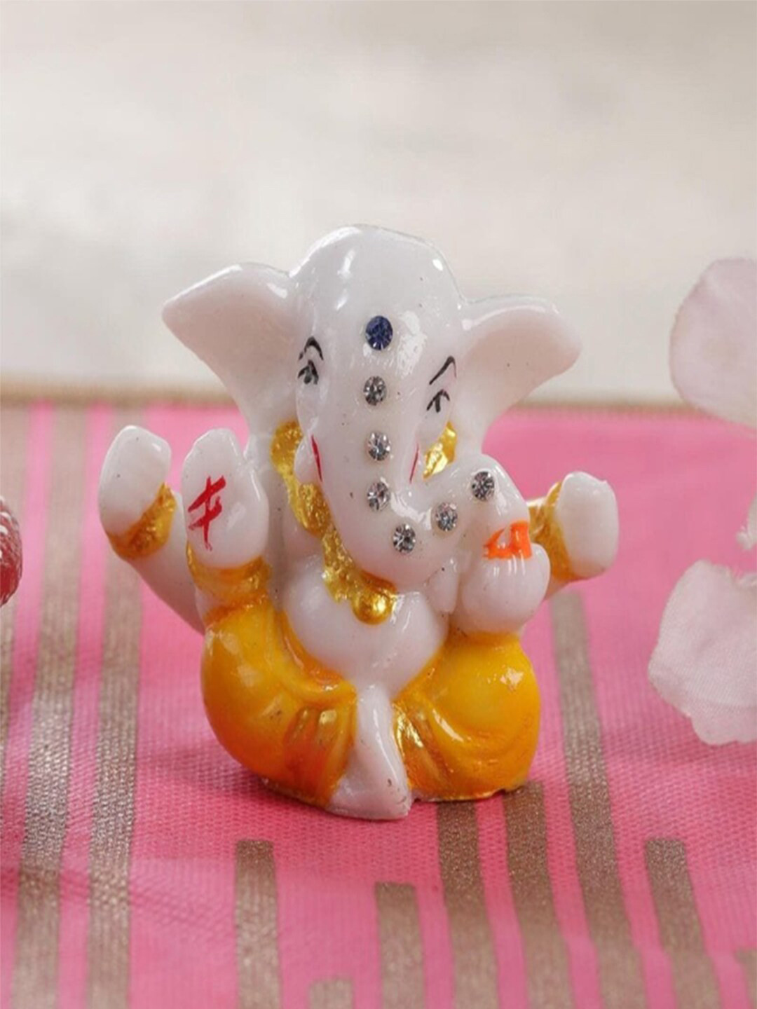 

Gallery99 White & Yellow Handpainted Lord Ganpati Showpiece