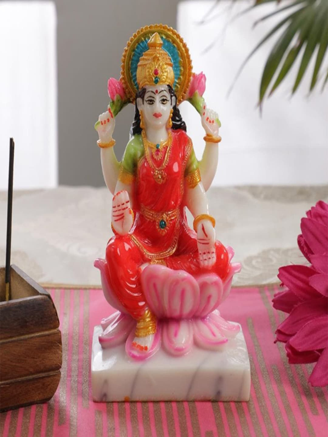 

Gallery99 White & Orange Goddess Mata Laxmi Idol Showpiece, Multi