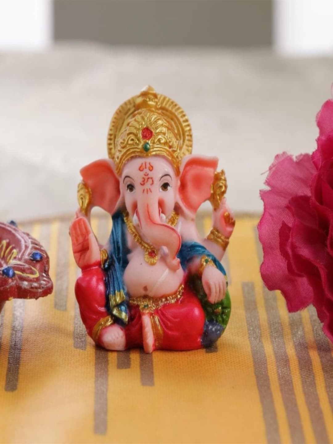 

Gallery99 Gold & Pink Handpainted Lord Ganpati Decorative Showpiece Idol, Multi