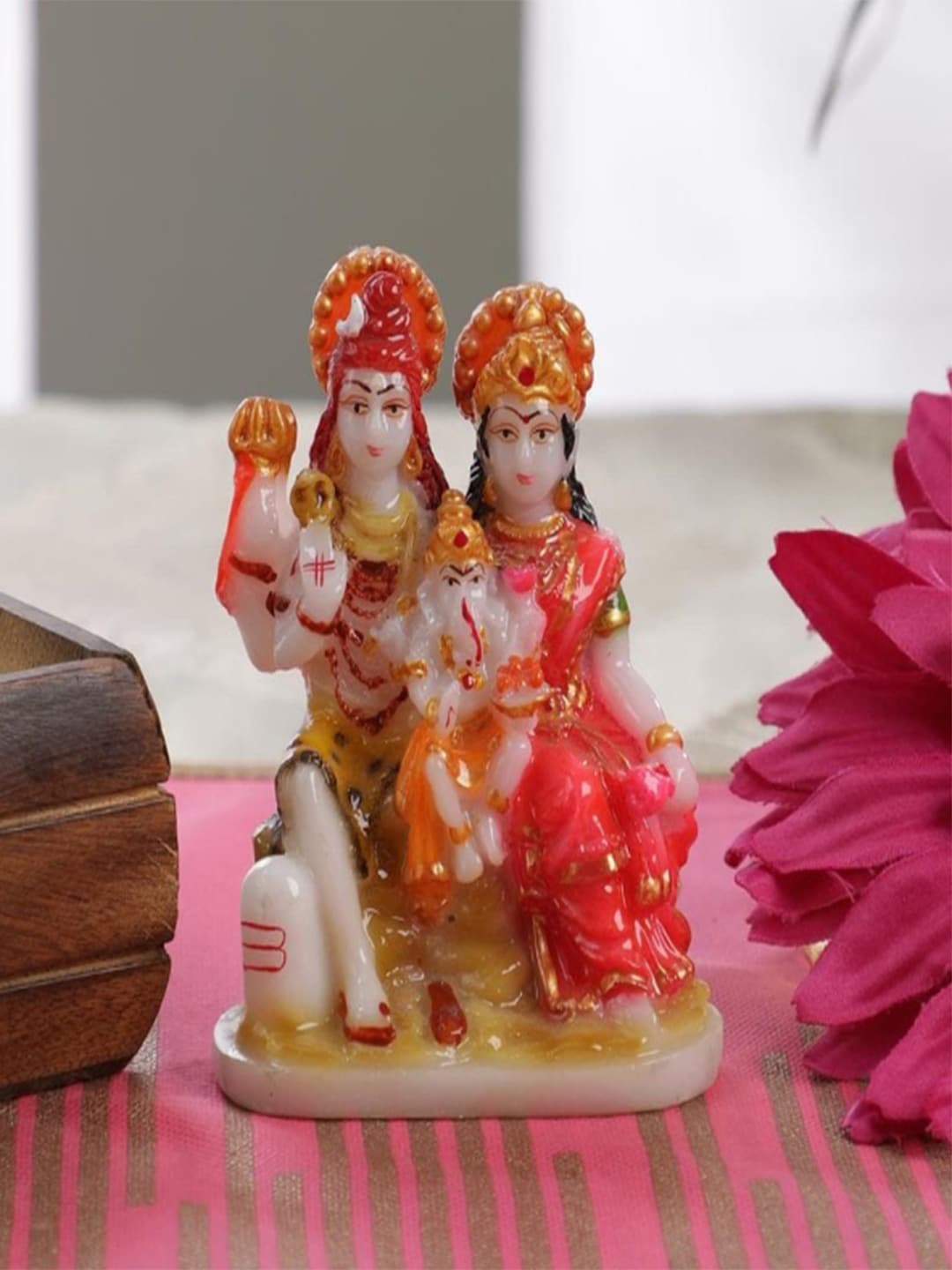 

Gallery99 White & Red Handpainted Shiva Family Showpiece