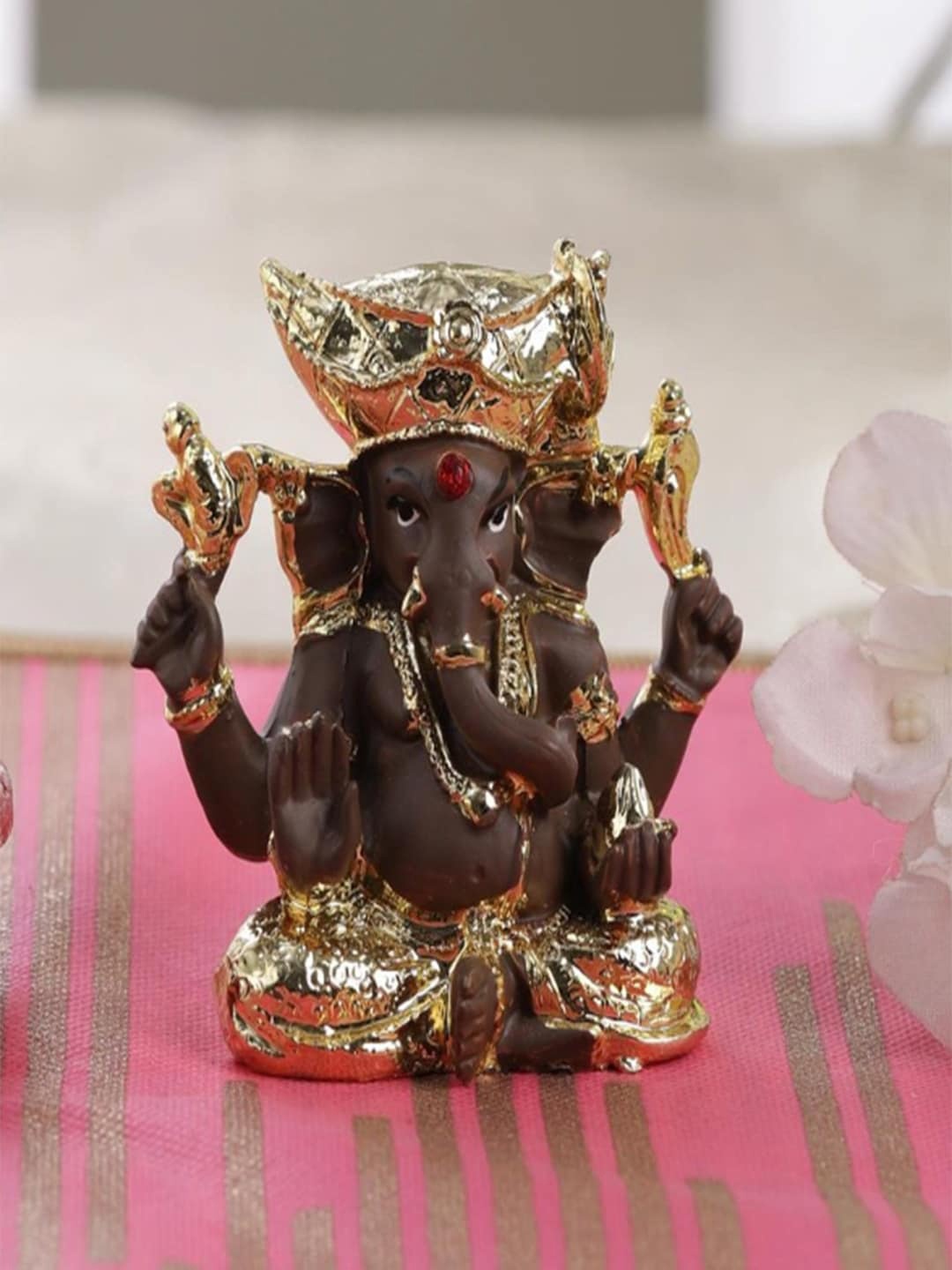 

Gallery99 Gold-Colored & Brown Handpainted Lord Ganpati Idol Showpieces, Multi