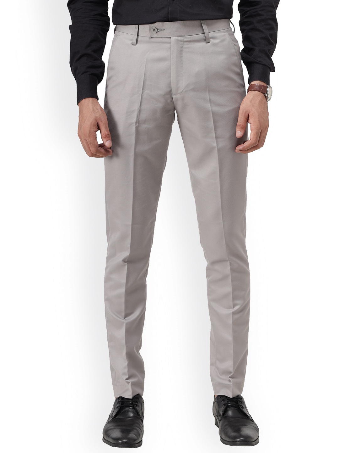

Vandnam Fabrics Men Grey Smart Slim Fit Easy Wash Trousers