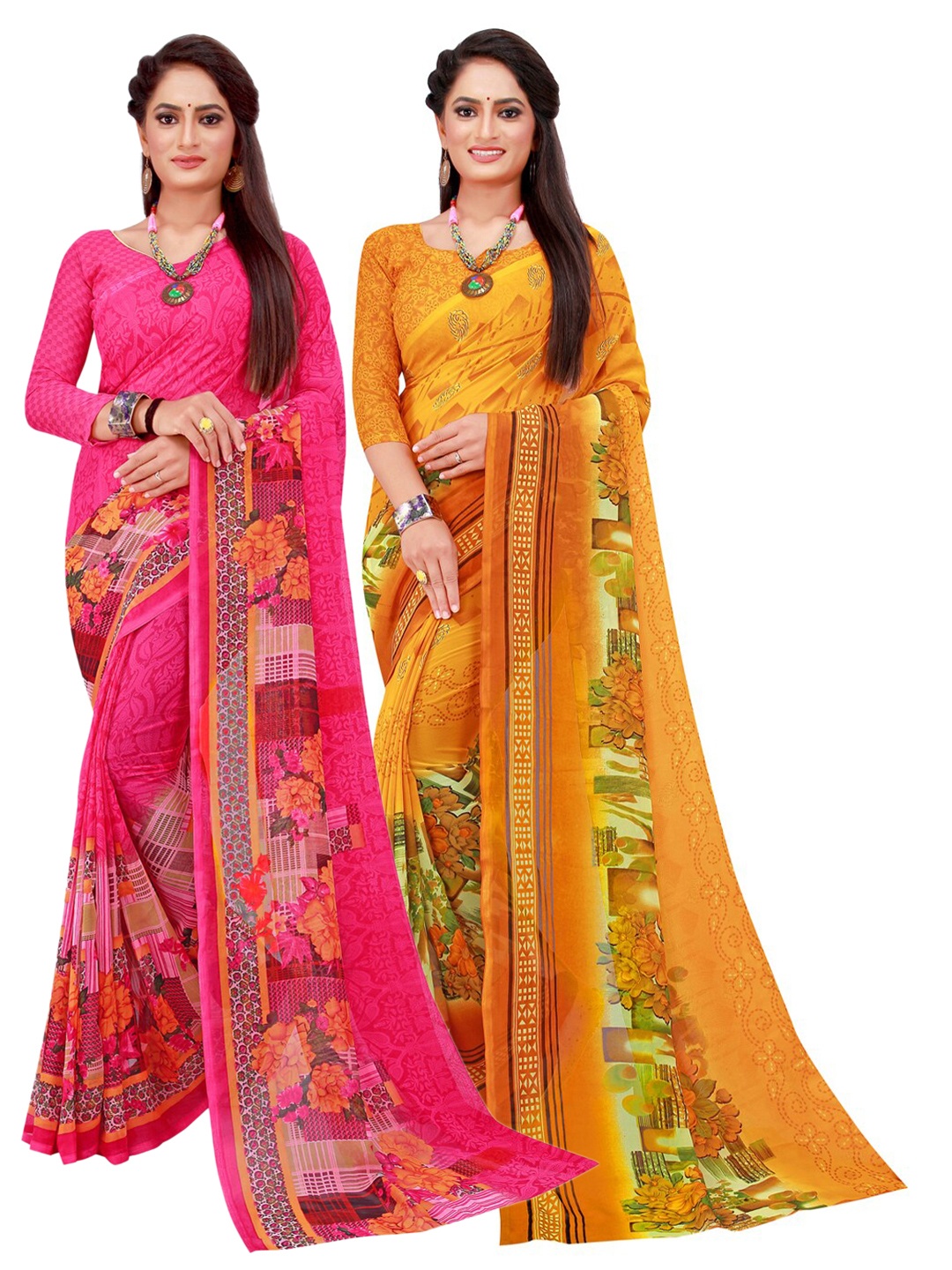 

Florence Pack of 2 Pure Georgette Sarees, Yellow