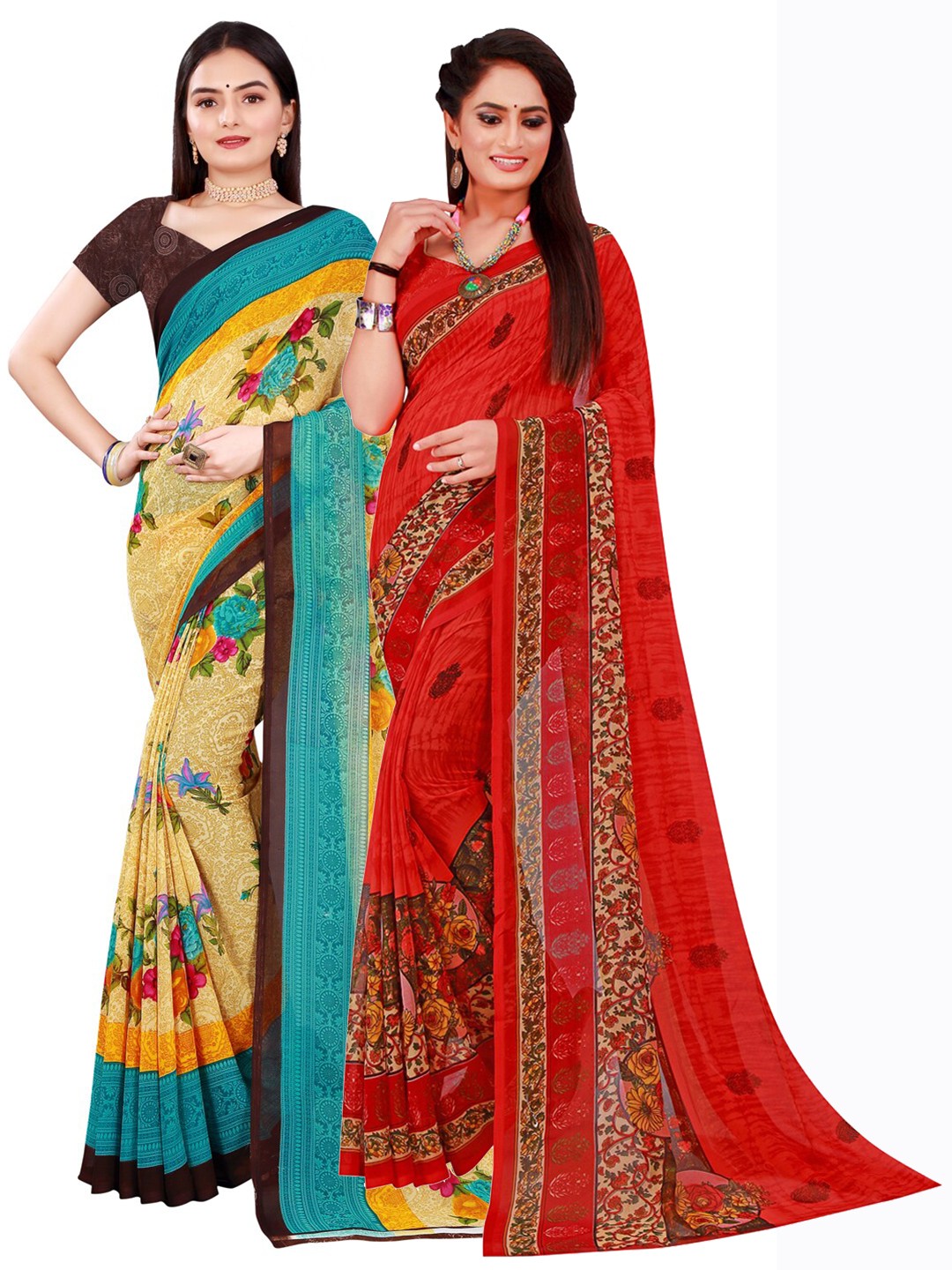

Florence Pack Of 2 Pure Georgette Sarees, Red