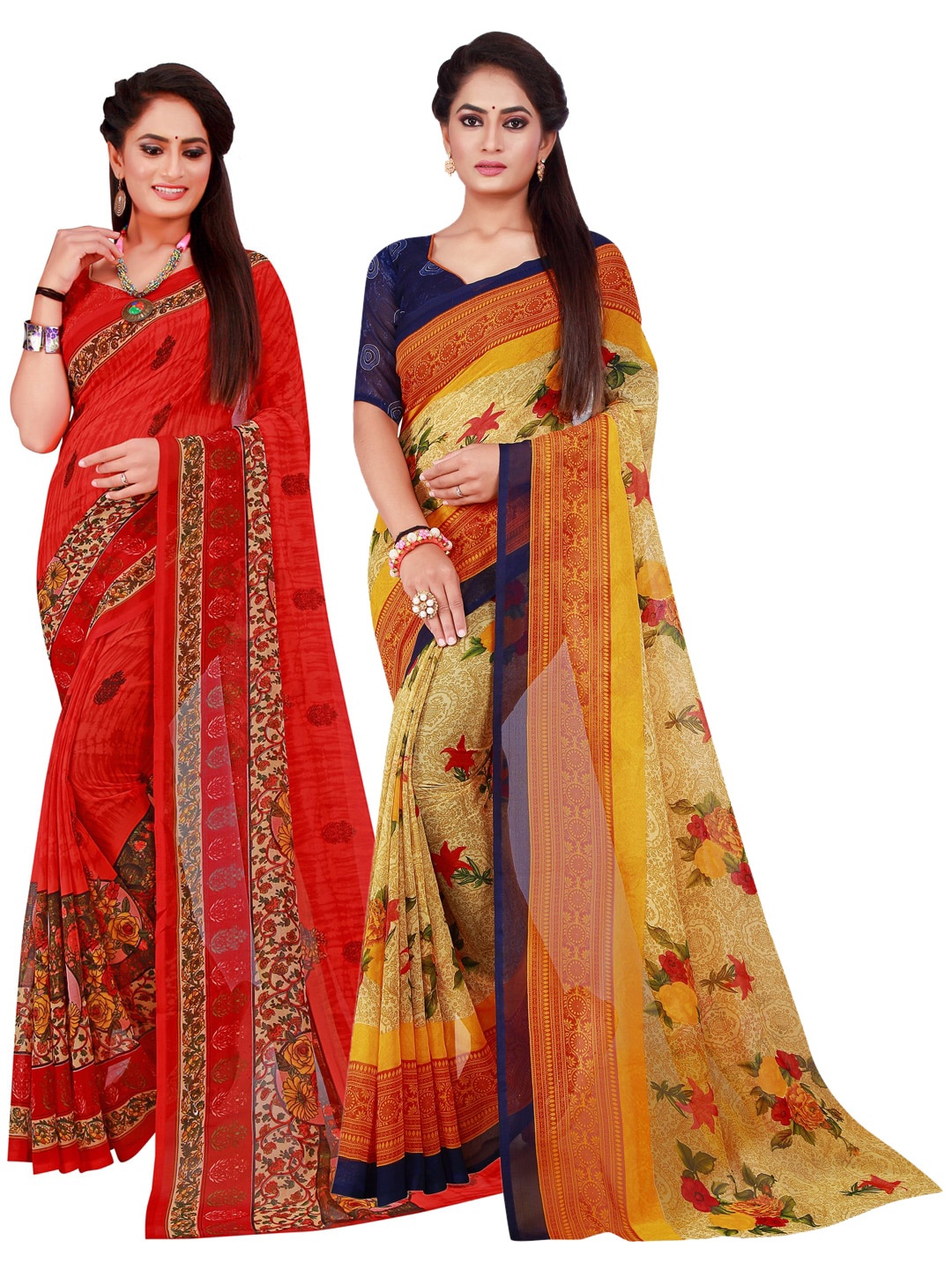 

Florence Pack Of 2 Pure Georgette Sarees, Red